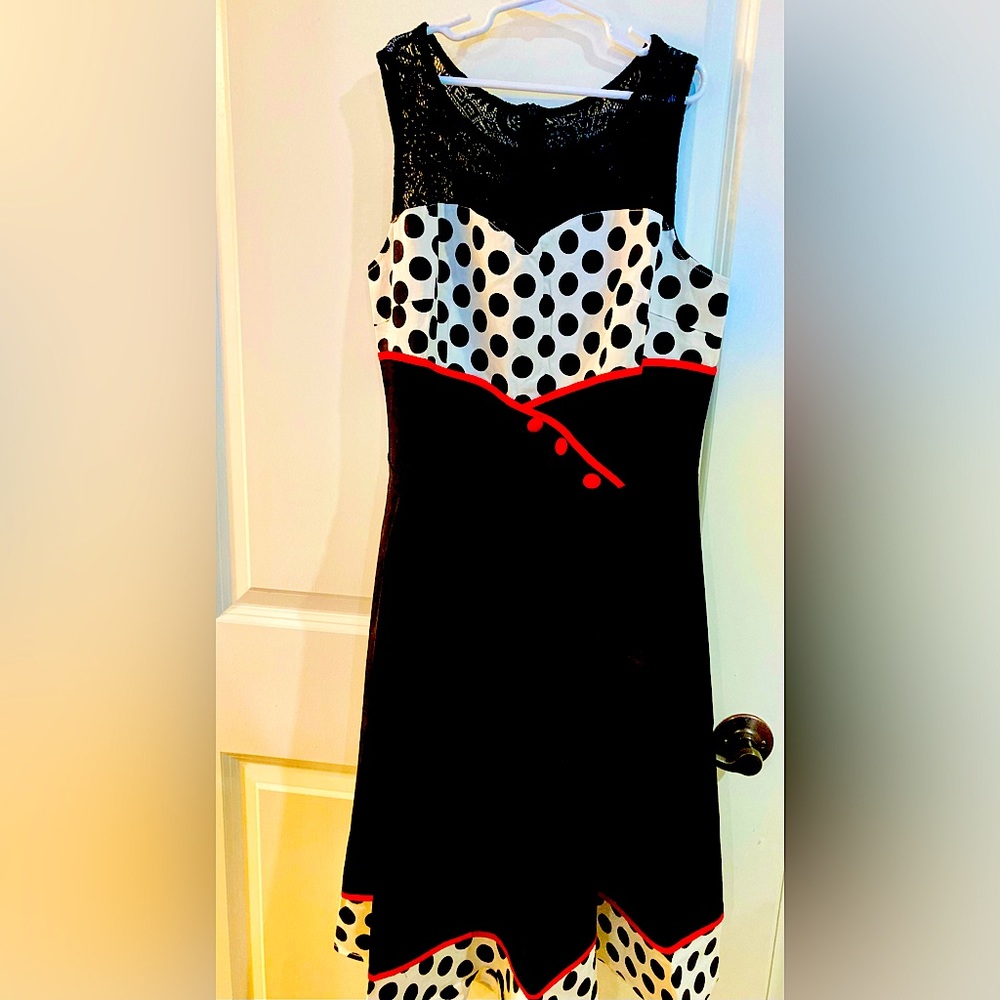 LOTUS BOSS SHINE: NWT Women’s L 50’s style adorable midi dress - Picture 1 of 4